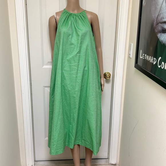 Christine Alcalay Designer 100% Cotton Green Sleeveless Tent Dress Like New XS - Picture 1 of 7